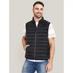 TOMMY HILFIGER - Parka Vest Light Weight Quilted Negro
