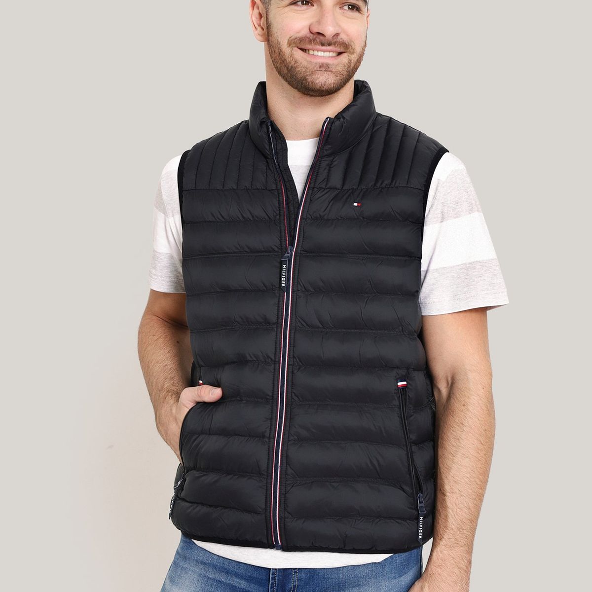 TOMMY HILFIGER - Parka Vest Light Weight Quilted Negro Tommy Hilfiger
