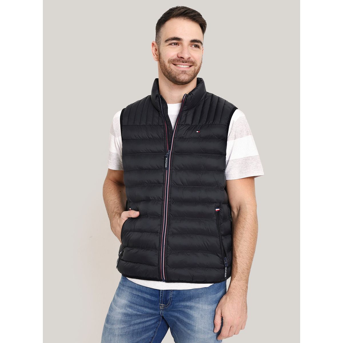 TOMMY HILFIGER - Parka Vest Light Weight Quilted Negro Tommy Hilfiger