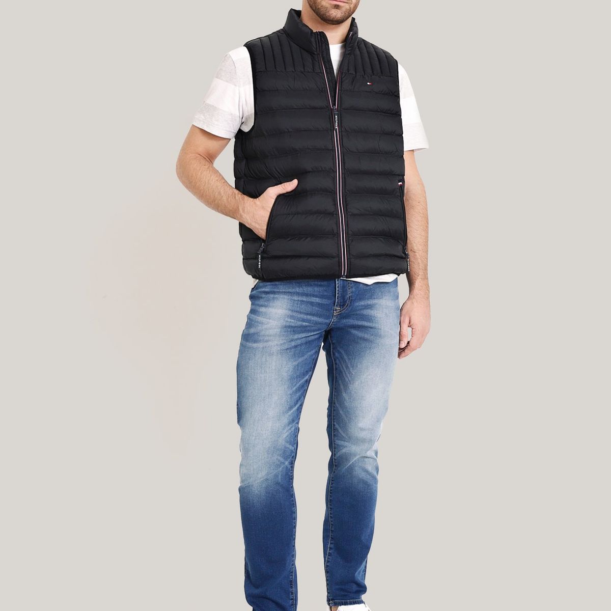 TOMMY HILFIGER - Parka Vest Light Weight Quilted Negro Tommy Hilfiger