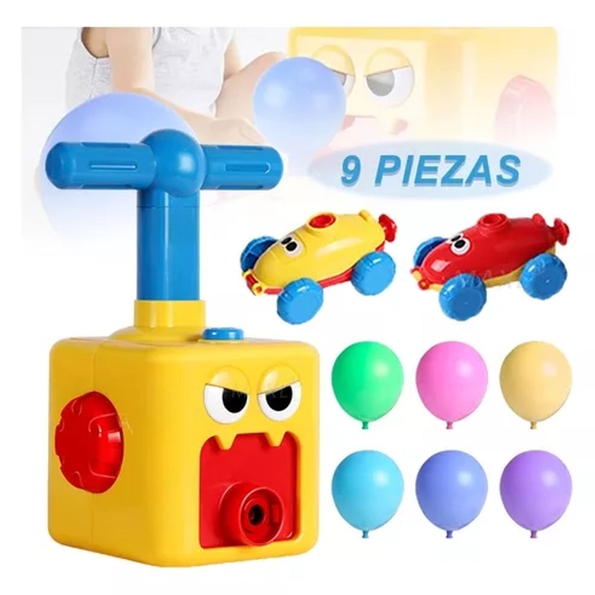 GENERICO - Bombín Lanzador Inflador Auto Set 6 Globos Juguete Niño Niña