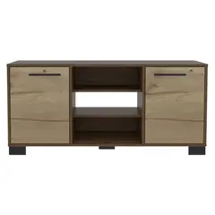 FMFURNITURE - Rack TV 50" Con 2 Puertas Y 3 Repisas Fm-013C - Cafe Claro