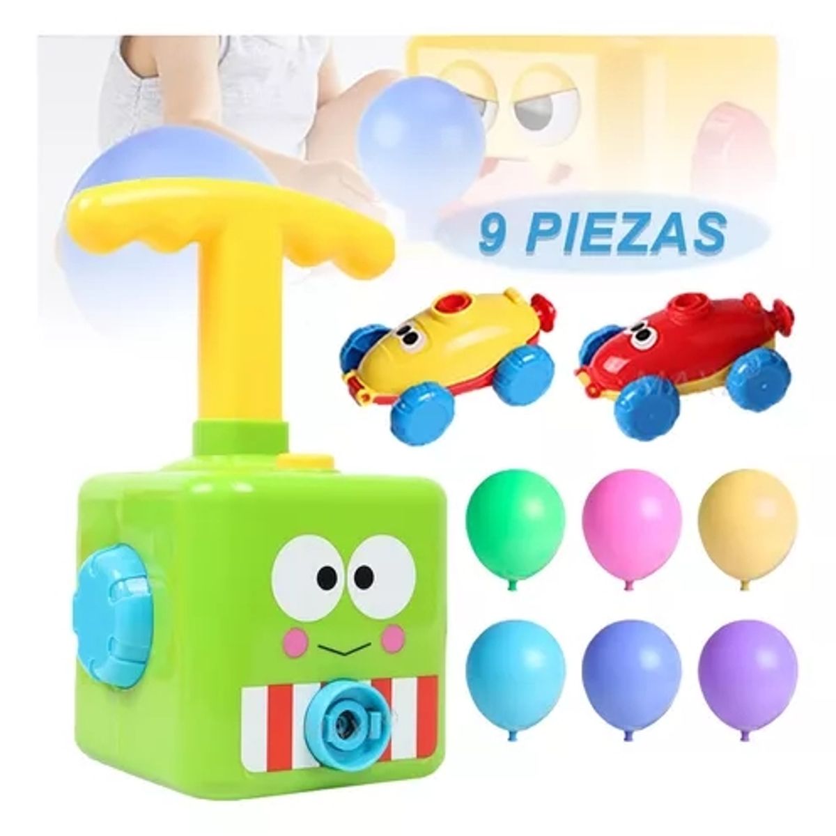 GENERICO - Bombín Lanzador Inflador Auto Set 6 Globos Juguete Niño Niña