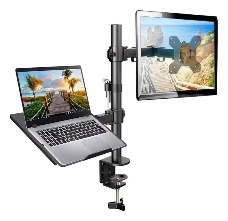 GENERICO Soporte Brazo Doble Para Monitor y Notebook