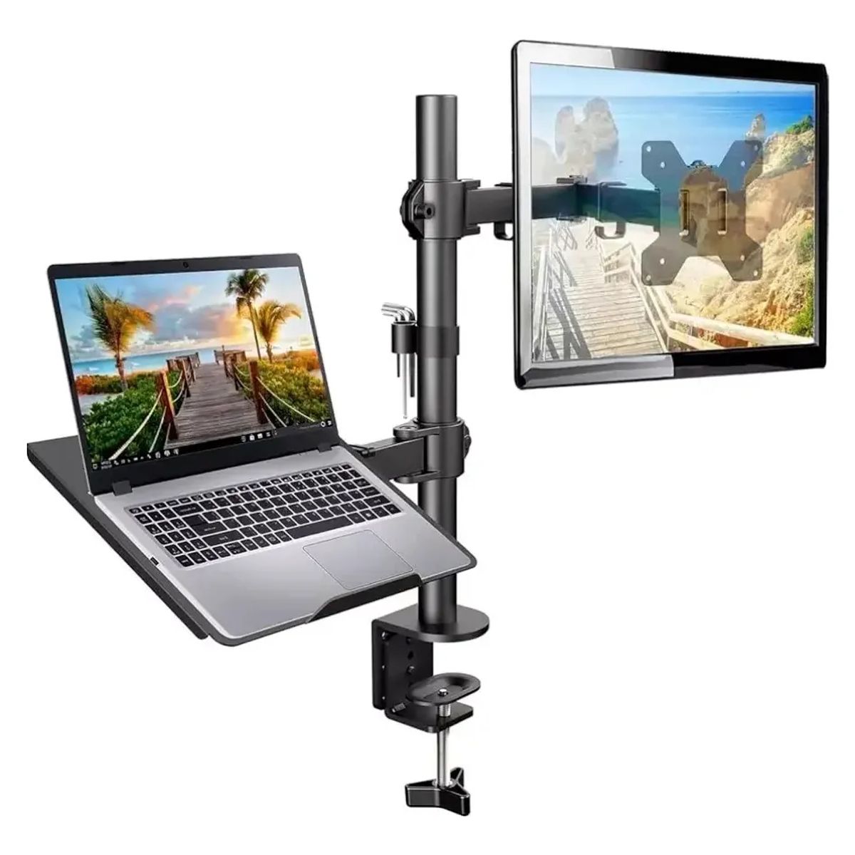 GENERICO - Soporte Brazo Doble Para Monitor y Notebook