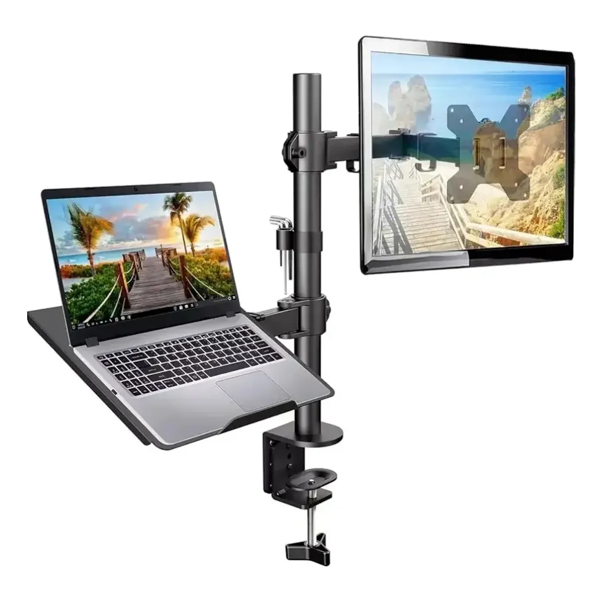 GENERICO - Soporte Brazo Doble Para Monitor y Notebook