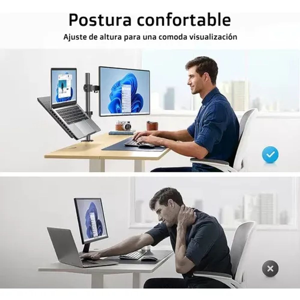 GENERICO - Soporte Brazo Doble Para Monitor y Notebook