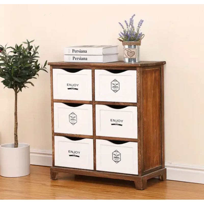 GENERICO - GABINETE MADERA ORGANIZADOR 6 CAJONES BLANCO MADERA