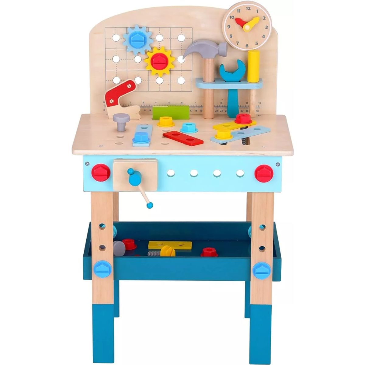 SPACEZAT - Mesa Didáctica de Herramientas Juguete de Madera 46 piezas