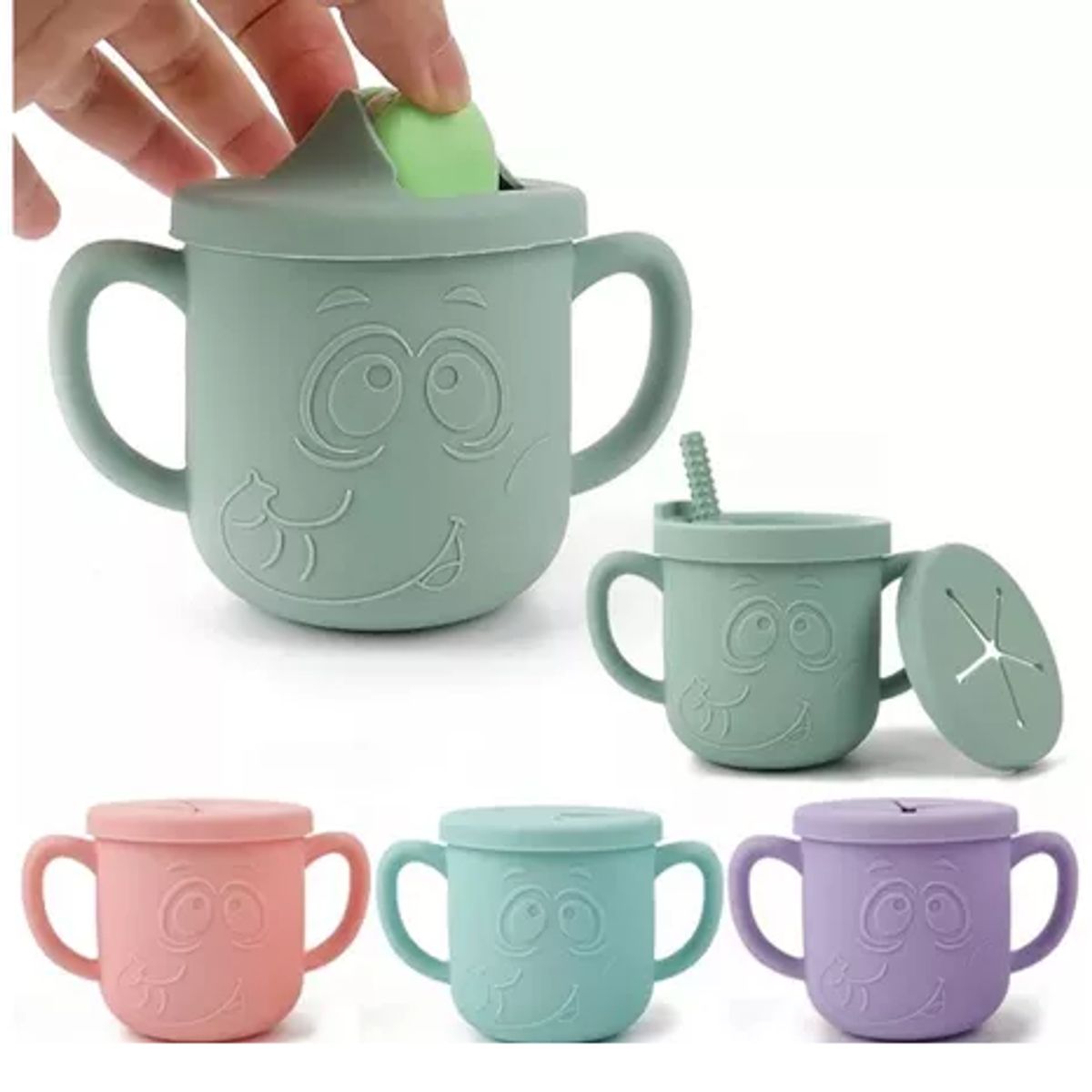 GENERICO - Vaso Silicona Bombilla Con Asa Bebé