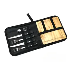 IMPORTCLICK - Set Asado Parrilla BBQ 6 Piezas Negro - Negro