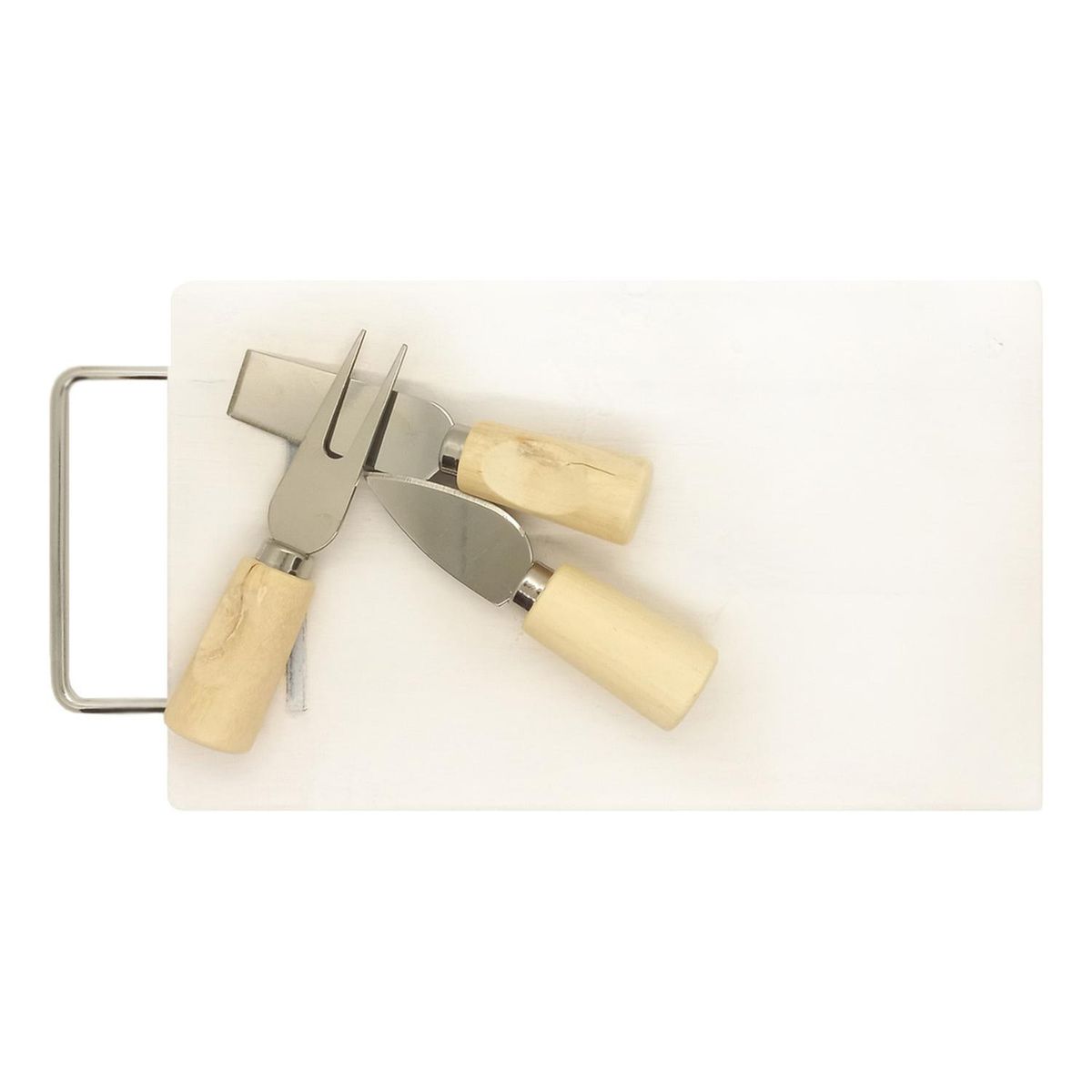 IMPORTCLICK - Tabla Aperitivo Quesos Madera Hevea 3 Herramientas - Blanco