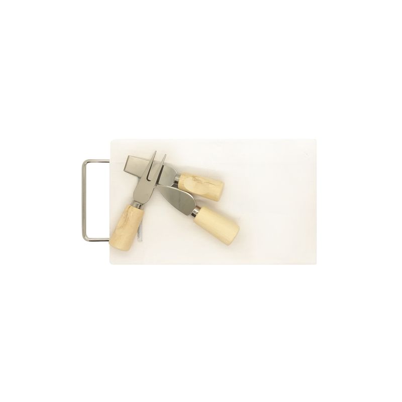 IMPORTCLICK - Tabla Aperitivo Quesos Madera Hevea 3 Herramientas - Blanco