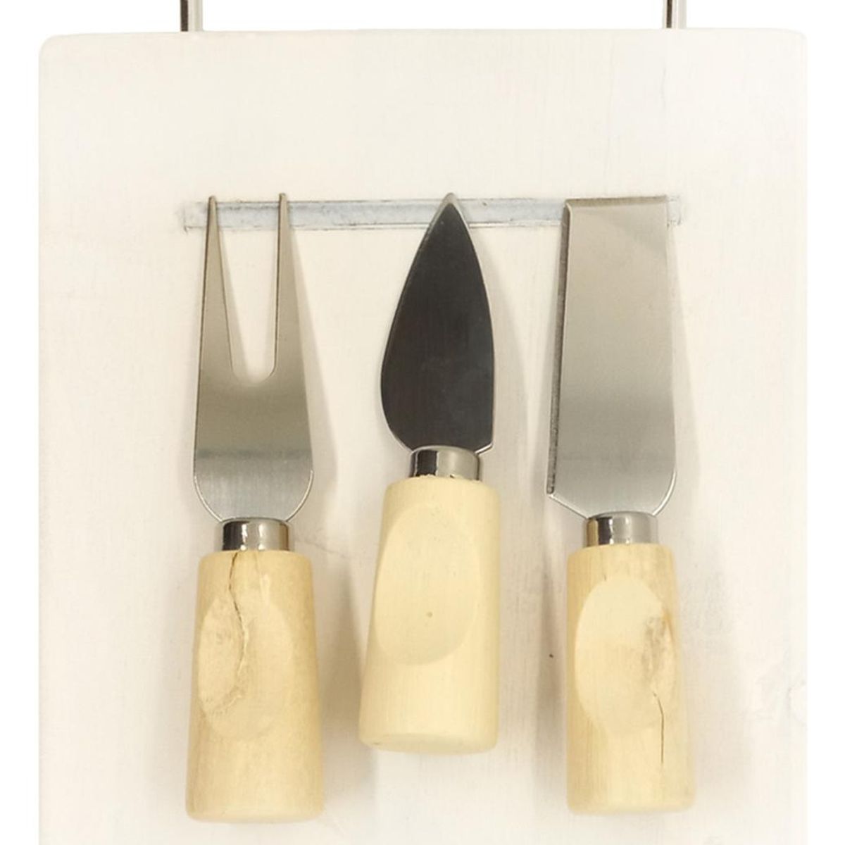 IMPORTCLICK - Tabla Aperitivo Quesos Madera Hevea 3 Herramientas - Blanco