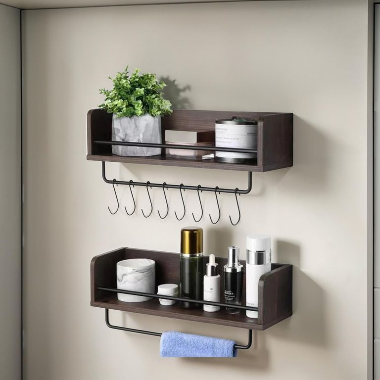 Kit 2 Repisas Soportes Multiuso Madera - Cafe