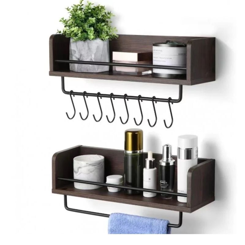 IMPORTCLICK - Kit 2 Repisas Soportes Multiuso Madera - Café