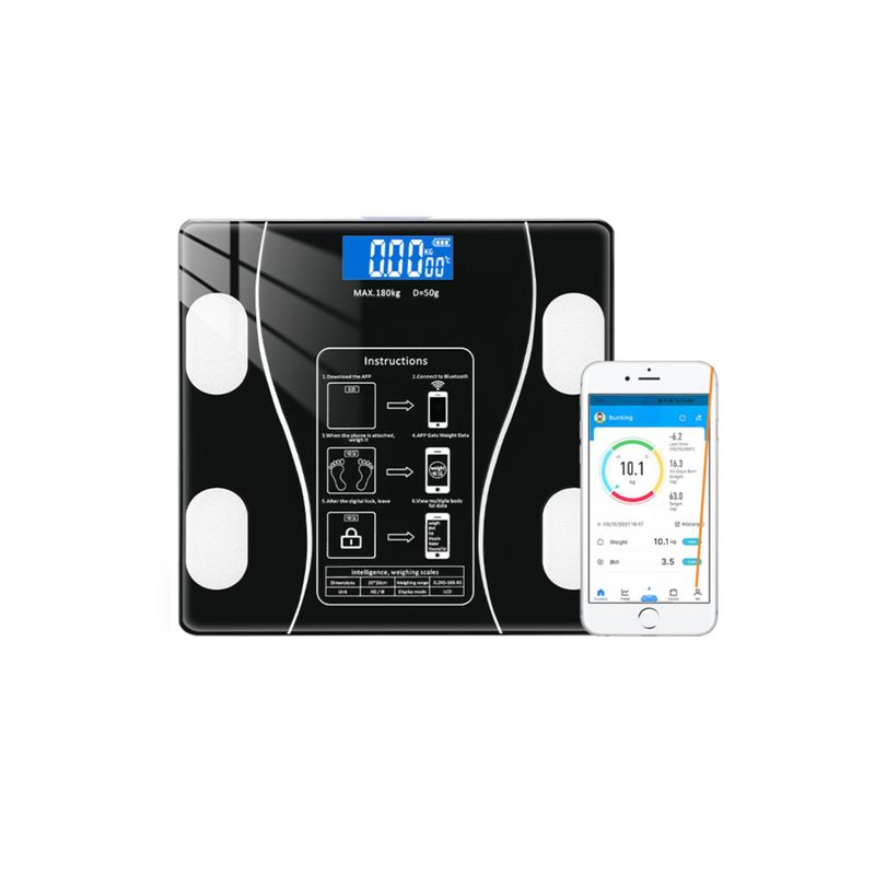 IMPORTCLICK - Pesa Balanza Electrónica Bluetooth 27 CM Negro