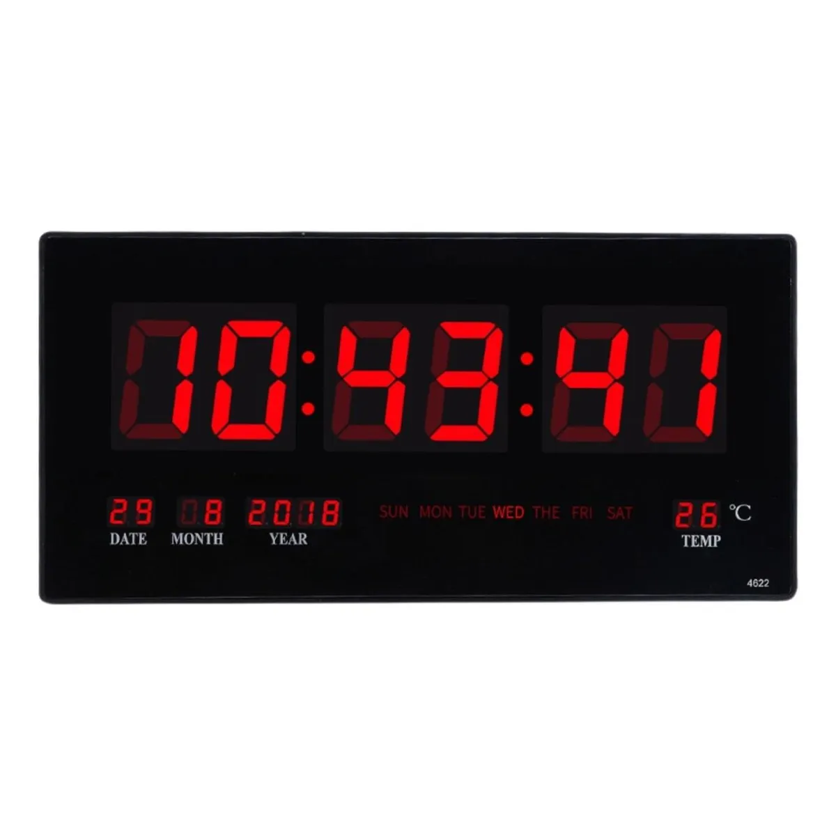 IMPORTCLICK - Reloj Digital LED Pared Hora Fecha Temperatura 22x46x2.5 CM