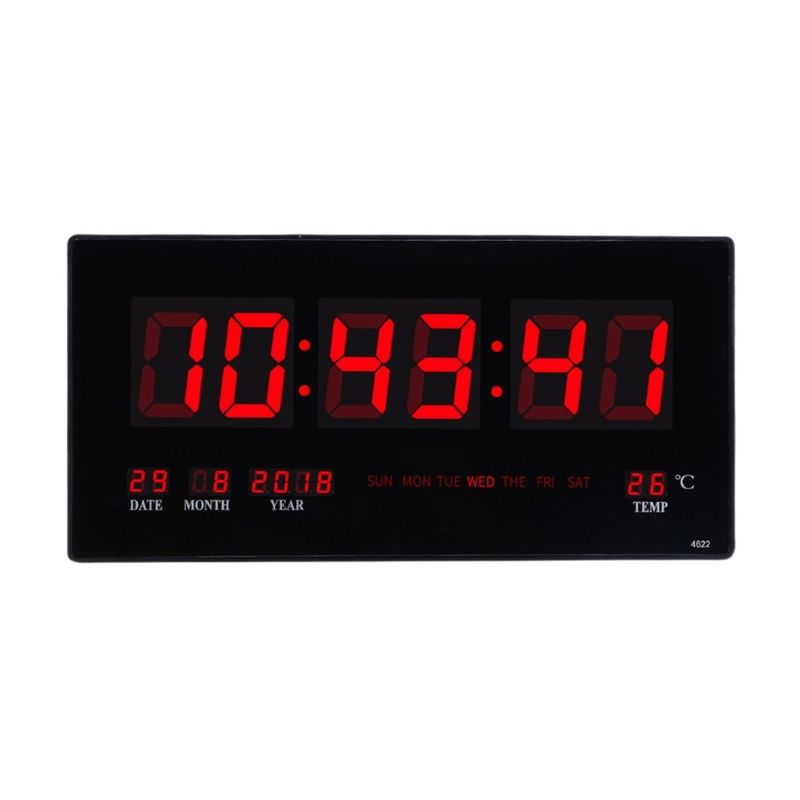 IMPORTCLICK - Reloj Digital Led Pared Hora Fecha Temperatura 2.5x22x46 CM