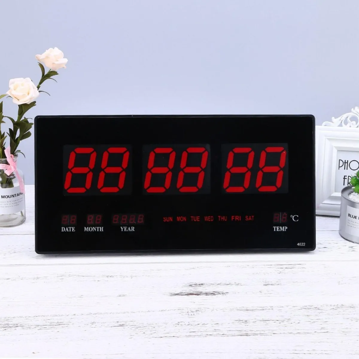 IMPORTCLICK - Reloj Digital LED Pared Hora Fecha Temperatura 22x46x2.5 CM