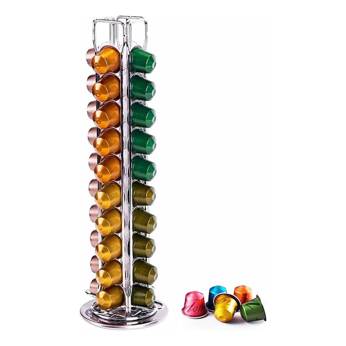 IMPORTCLICK - Porta 40 Cápsulas Nespresso Giratorio 36x11 CM - Plateado