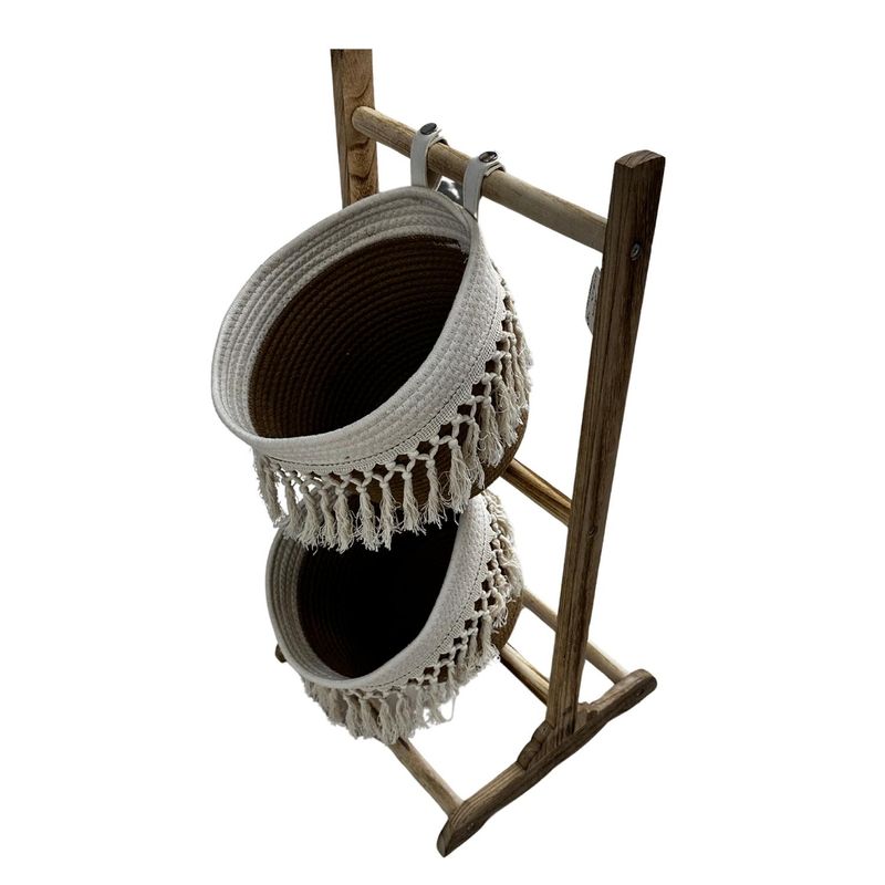 HOMASTTI - Jardinera Pedestal Organizador Canasto Maceta Fibra Natural