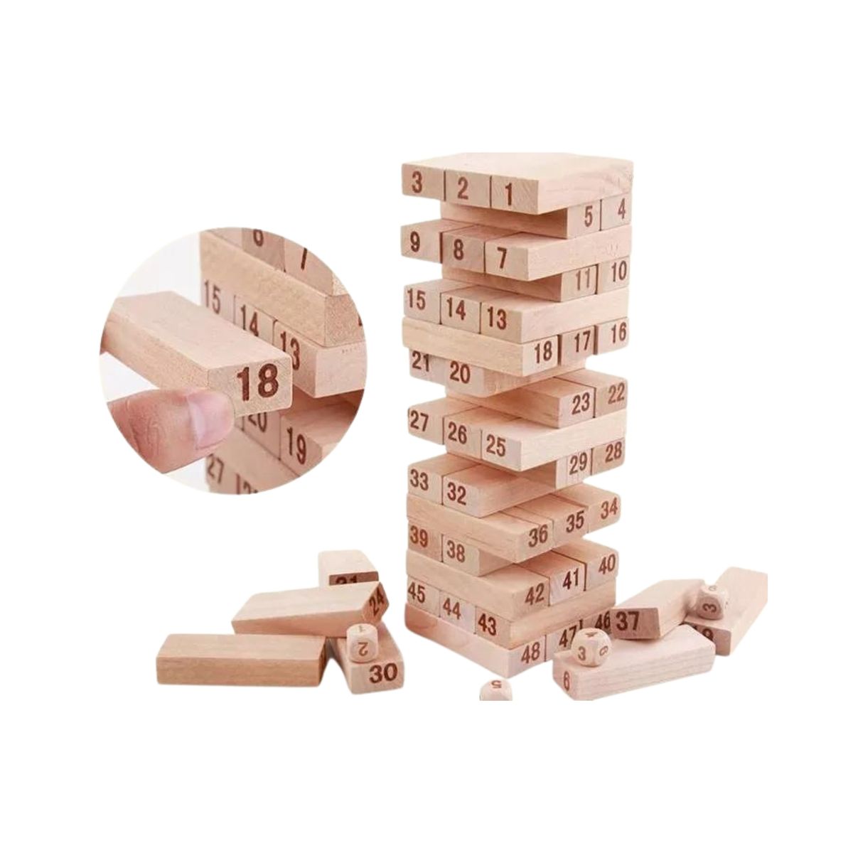 GENERICO - Juego De Mesa Yenga 54 Piezas Con 4 Dados Diversion