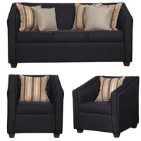 JUEGO DE LIVING 3-1-1 VICTORIUS NEGRO LINO