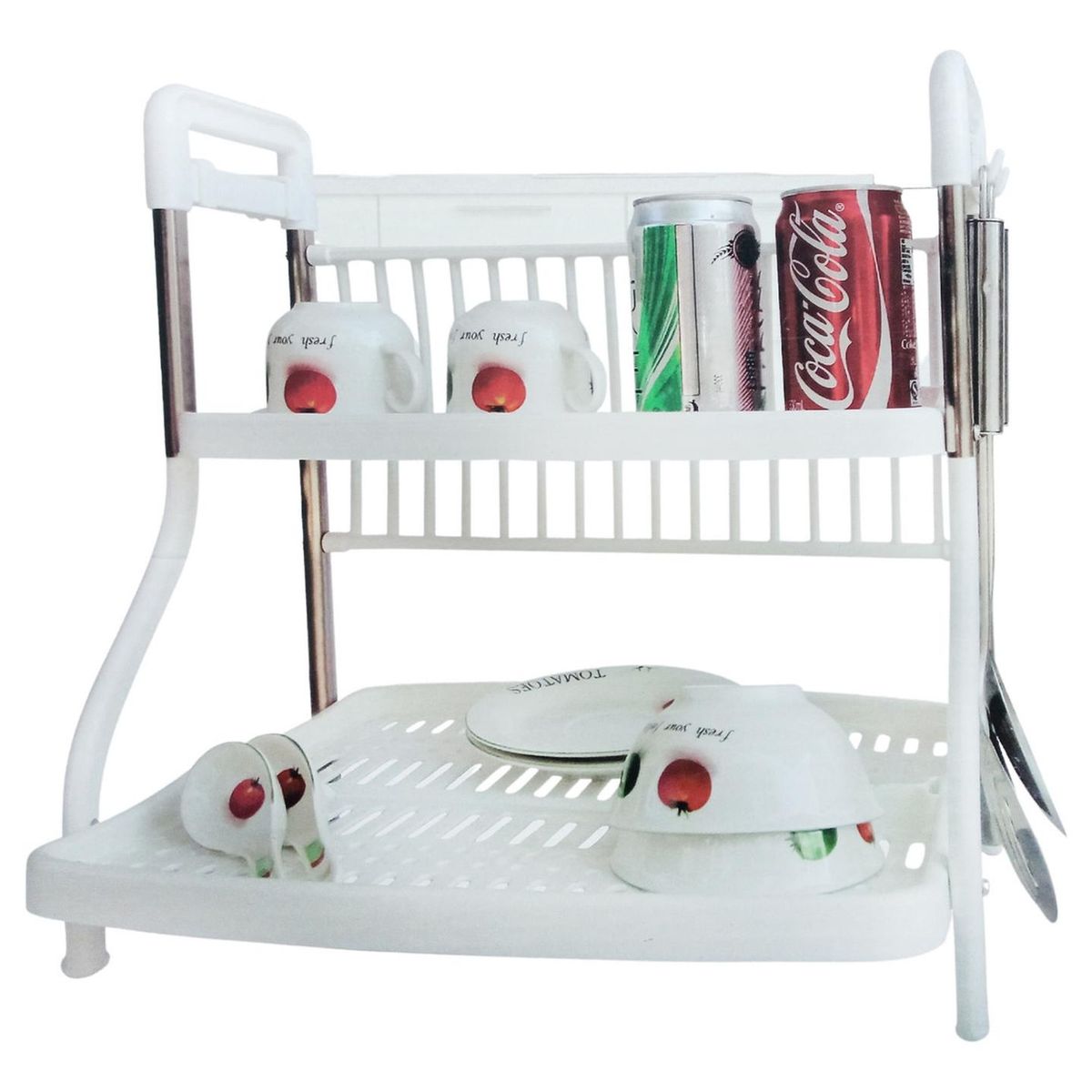 IMPORTCLICK - Rack Escurridor Secador Loza Blanco 2 Niveles - Blanco