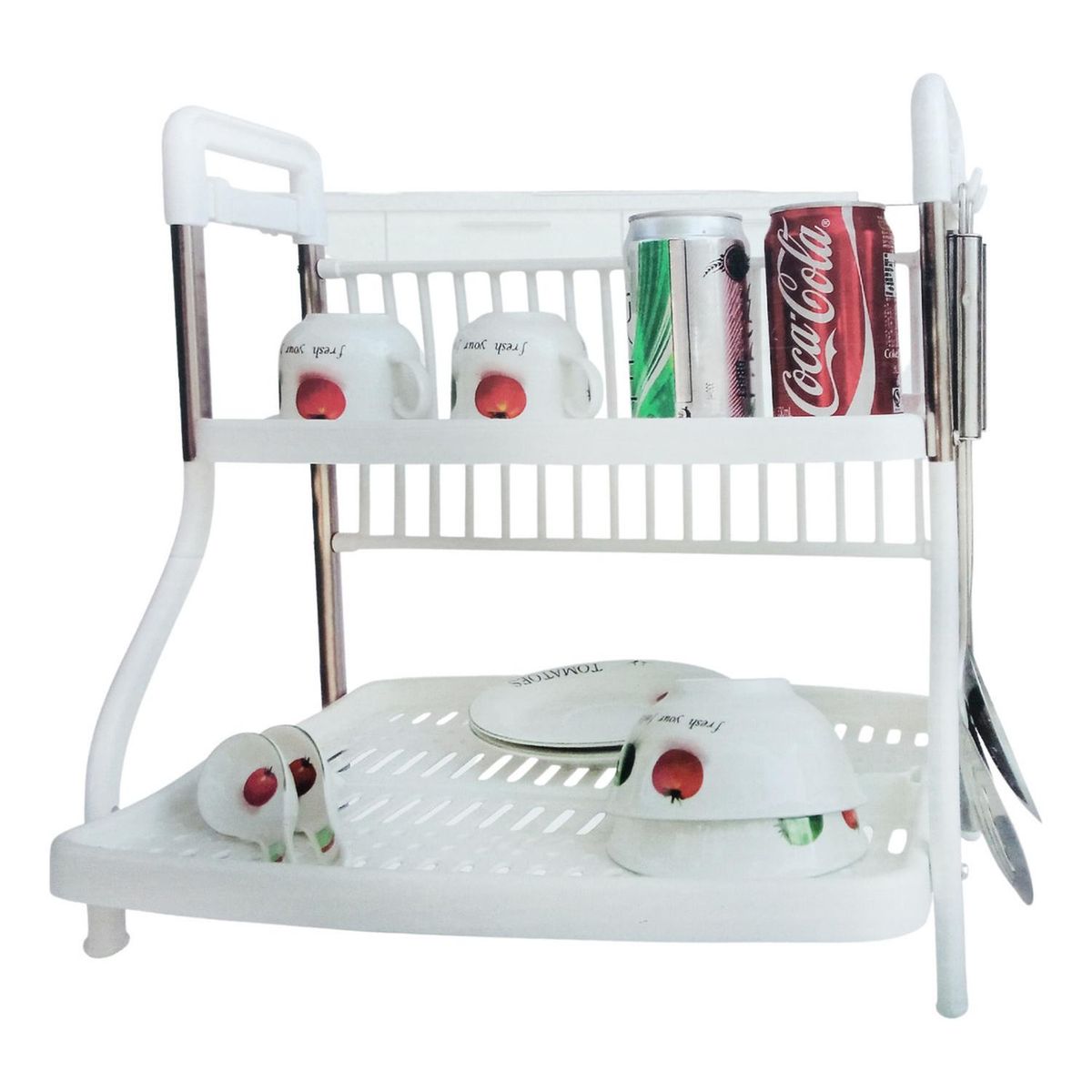 IMPORTCLICK - Rack Escurridor Secador Loza Blanco 2 Niveles - Blanco