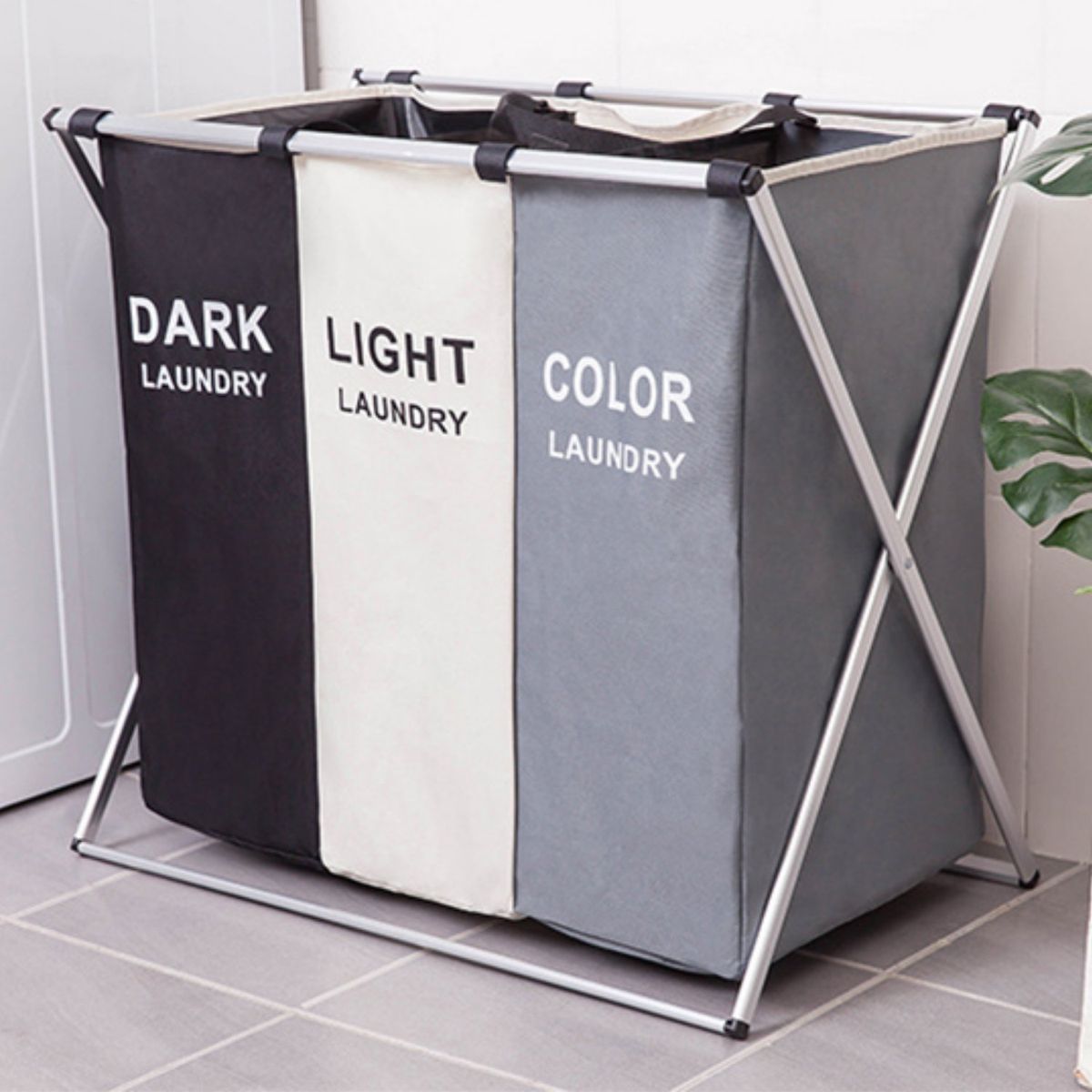 IMPORTCLICK - Cesto Canasto Plegable Multifuncional 3 Espacios 65x56x39 cm