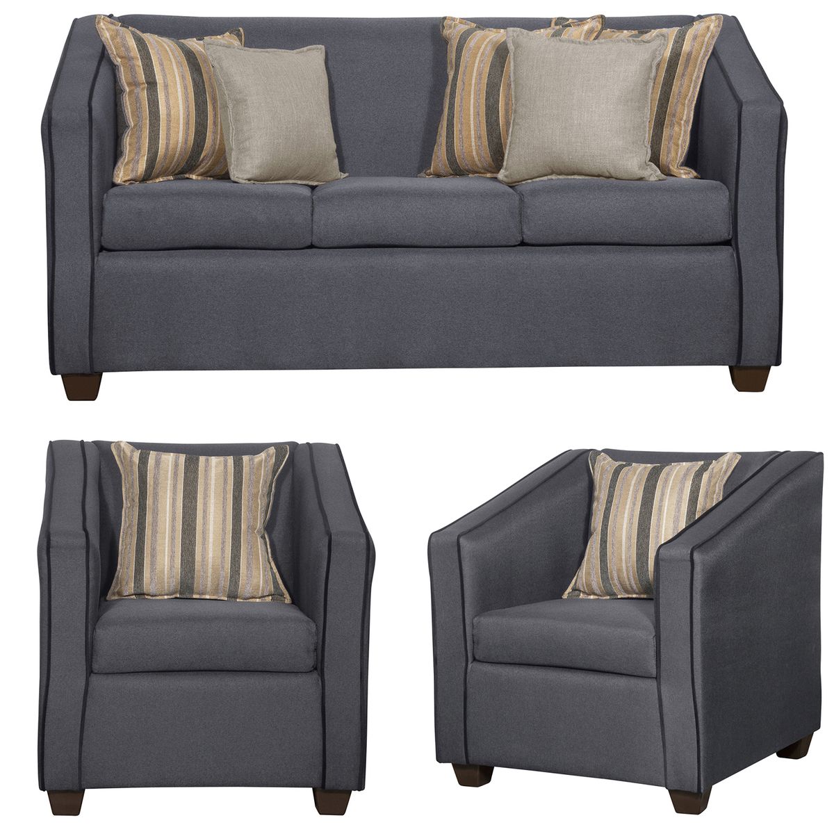 RUZAM MOBEL - JUEGO DE LIVING 3-1-1 VICTORIUS GRIS LINO