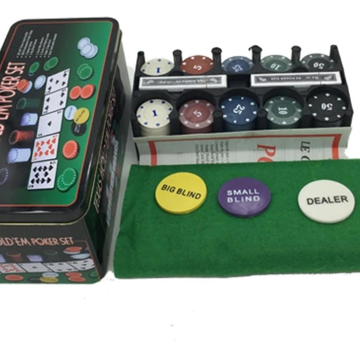IMPORTCLICK - Set Juego Poker De Mesa 200 Fichas + Naipes Y Mantel