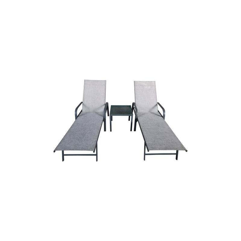 IMPORTCLICK - Juego 2 Reposeras Piscina Mas Mesa Terraza Gris