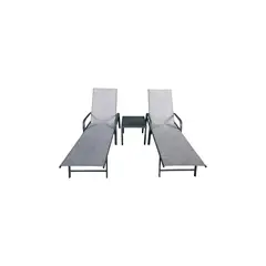 IMPORTCLICK - Juego 2 Reposeras Piscina Mas Mesa Terraza Gris