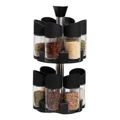 IMPORTCLICK - Set 12 En 1 Especieros Giratorios 2 Niveles 360º - Negro