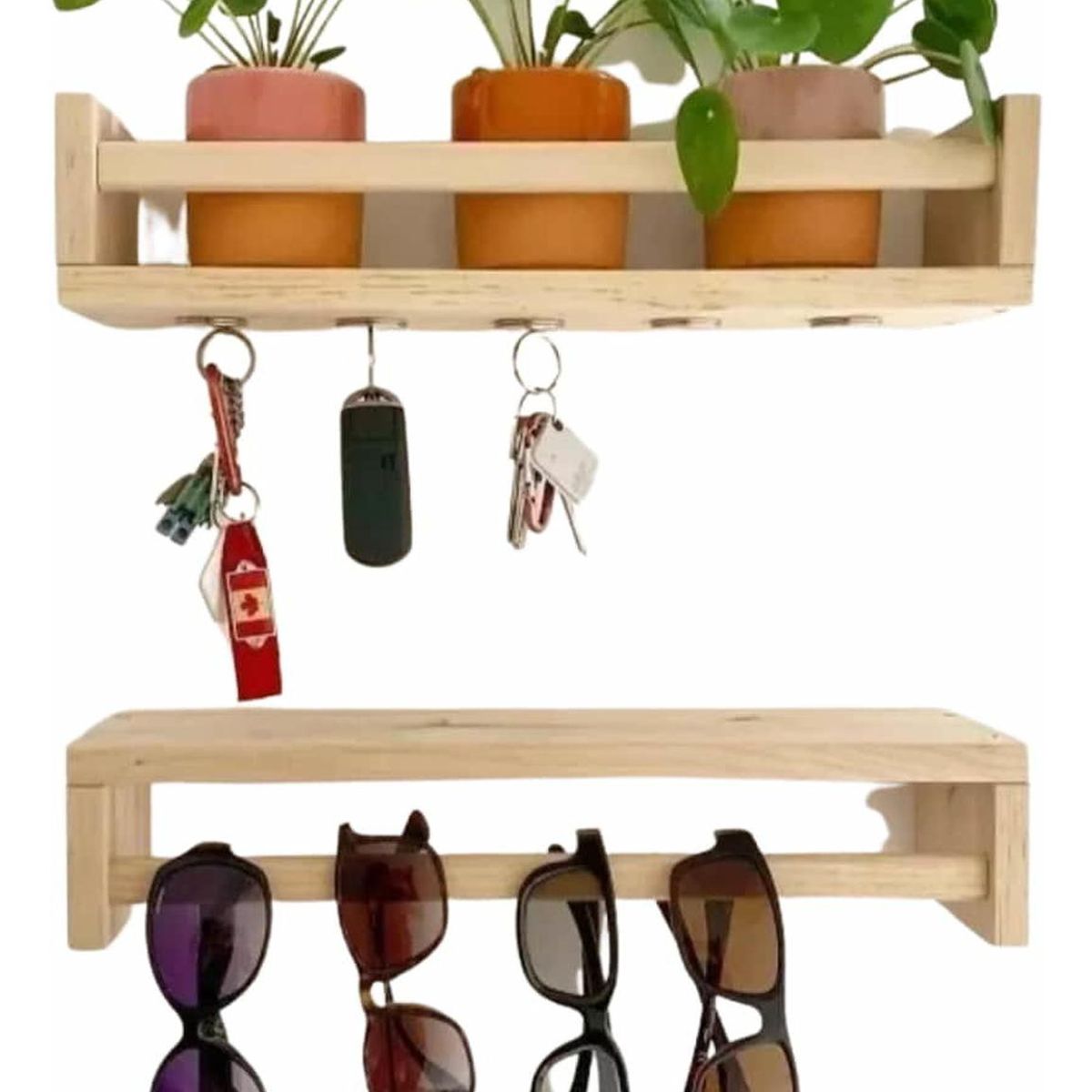 IMPORTCLICK - Repisa Organizador Pared Madera Pino 60X15X14 CM - Café