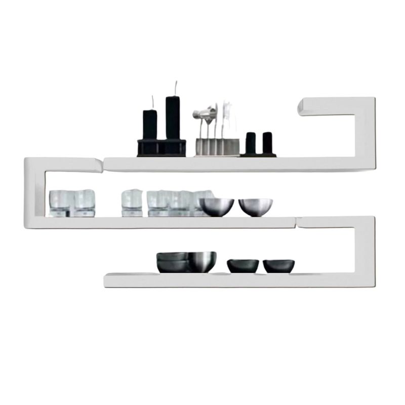 IMPORTCLICK - Juego Repisas Flotantes Madera Geo Blanco 95x45x15 Cm