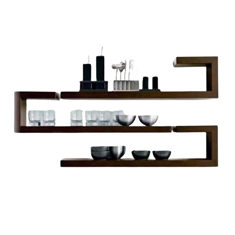 IMPORTCLICK - Juego Repisas Flotantes Madera Geo Café 95x45x15 Cm