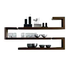 IMPORTCLICK - Juego Repisas Flotantes Madera Geo Café 95x45x15 Cm