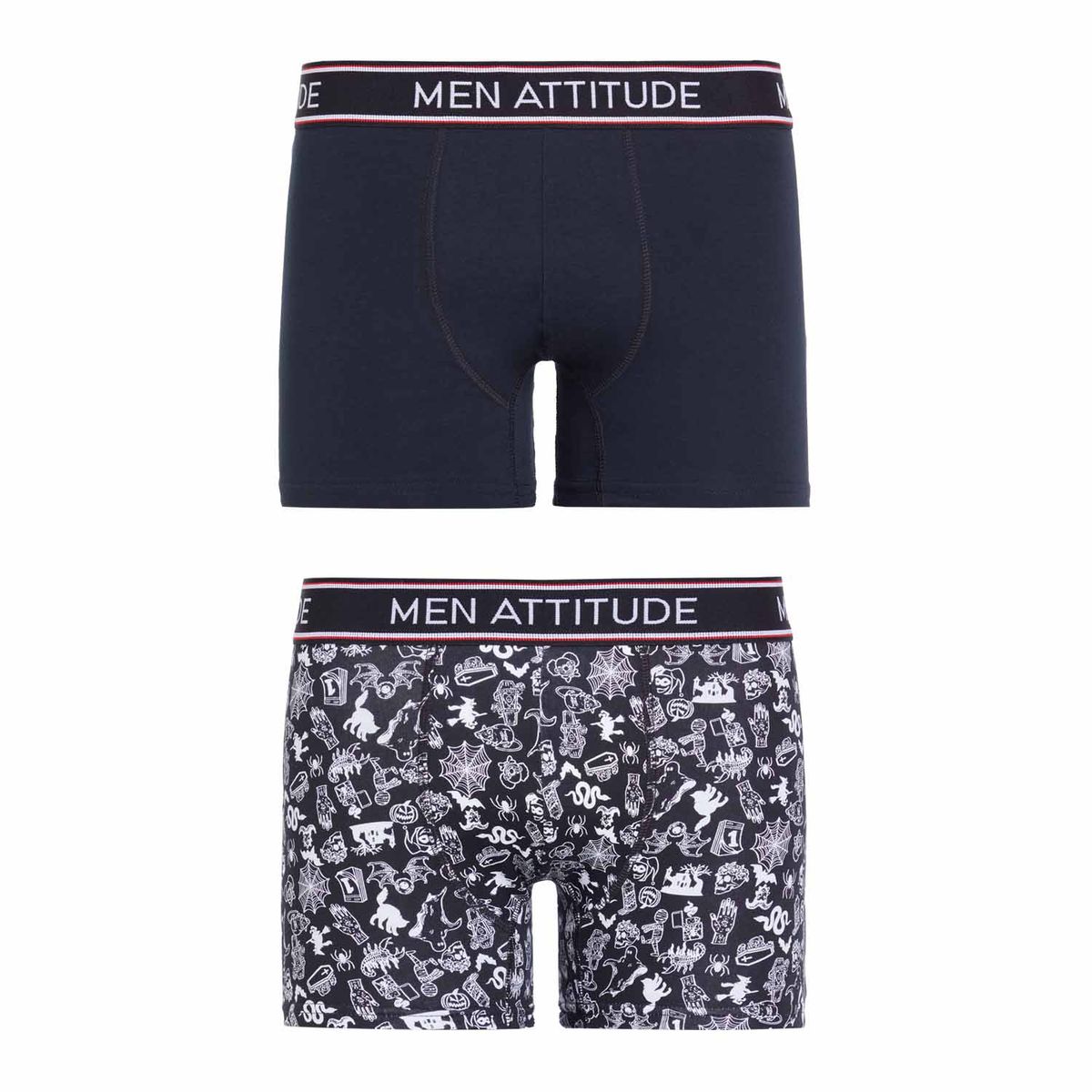 FASHION'S PARK - Boxer Hombre Bipack Liso Print Negro Fashion's Park