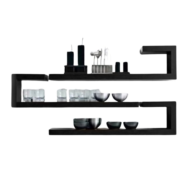 IMPORTCLICK - Juego Repisas Flotantes Madera Geo Negro 95x45x15 Cm