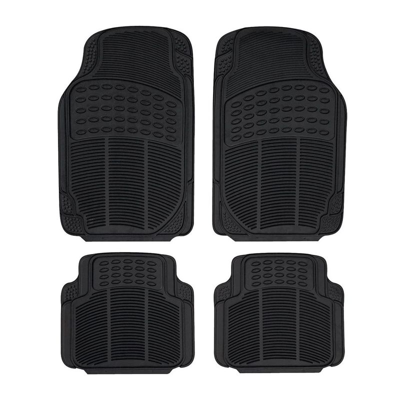 IMPORTCLICK - Alfombra Auto Goma Clásico 4 Piezas Negro - Negro