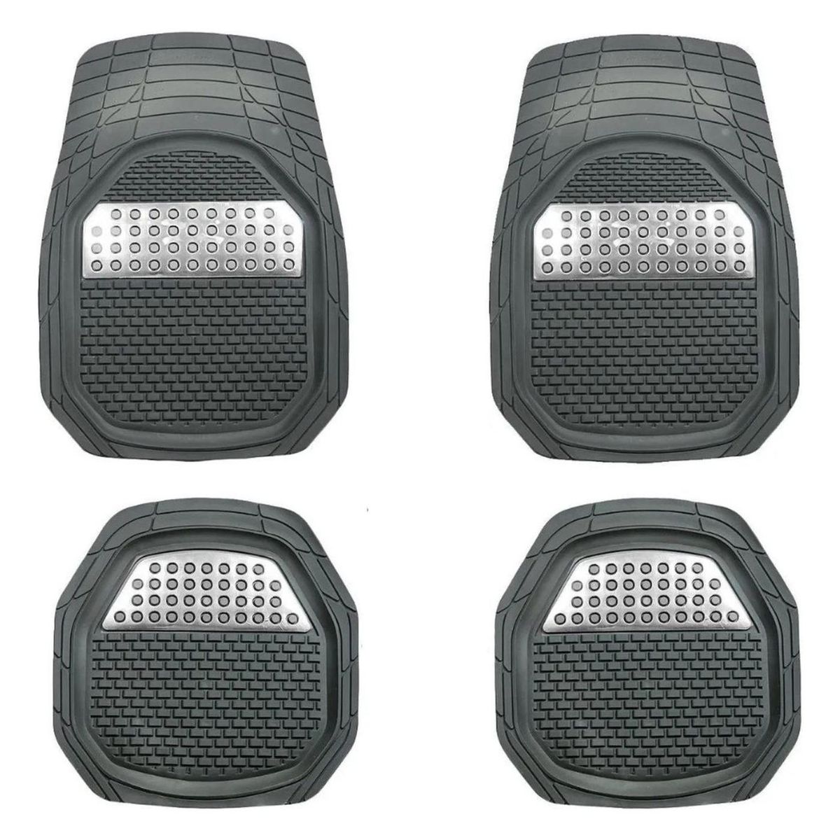 IMPORTCLICK - Alfombra Auto Goma Tuning 4 Piezas Blanco Deluxe - Negro