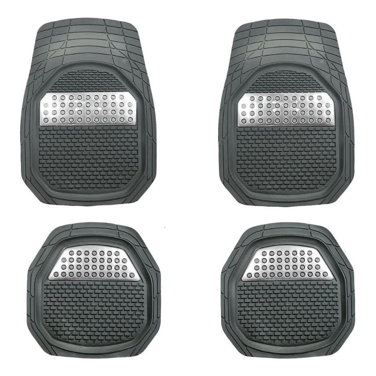 IMPORTCLICK - Alfombra Auto Goma Tuning 4 Piezas Blanco Deluxe - Negro