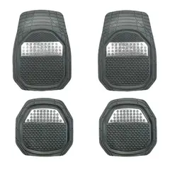 IMPORTCLICK - Alfombra Auto Goma Tuning 4 Piezas Blanco Deluxe - Negro
