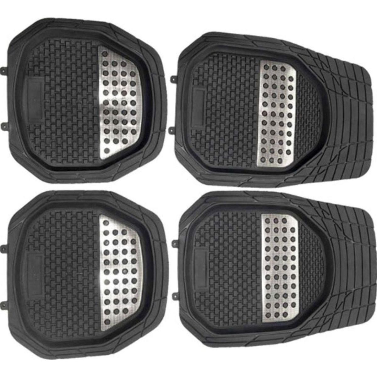 IMPORTCLICK - Alfombra Auto Goma Tuning 4 Piezas Blanco Deluxe - Negro