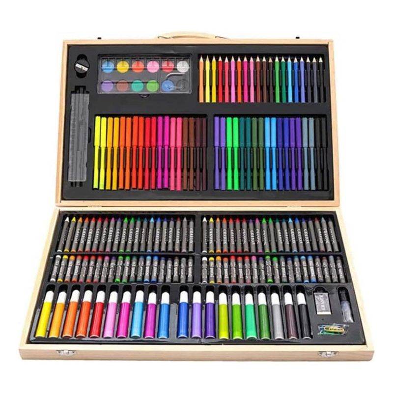 IMPORTCLICK - Set Arte Maleta Madera 180 Piezas - Multicolor