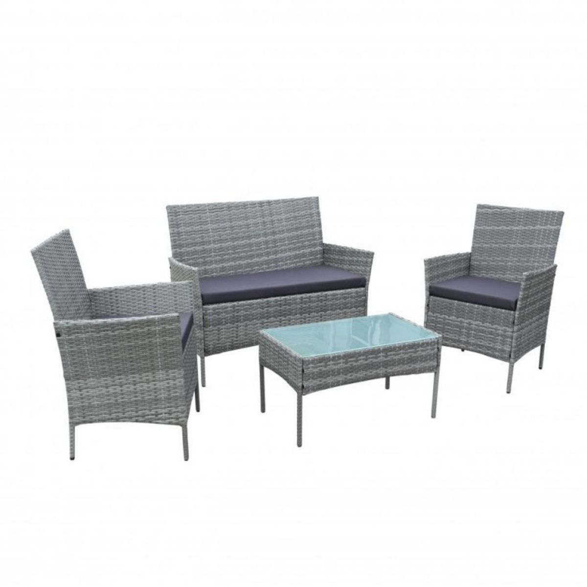 IMPORTCLICK - Juego Comedor Terraza Jardín Tipo Rattan 4 Piezas