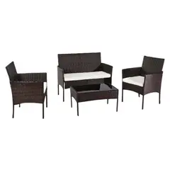 IMPORTCLICK - Juego Comedor Terraza Jardín Tipo Rattan 4 Piezas Café